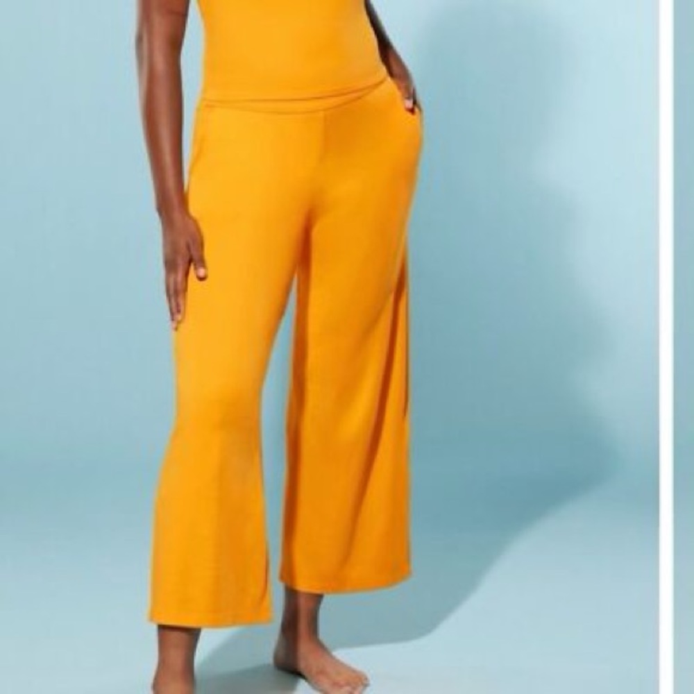 NWT YITTY Body Butter Marigold Yellow Super High Waist Wide Leg Cotton Pants
